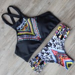 ZAFUL 2017 New Sexy Women Bikinis Set Women Push Up High Neck Design Bikini Slim Bottom Geometry Bathing Suit Beach Swimwear