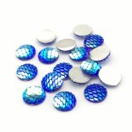 ZEROUP 20pcs 12mm Resin Cabochons Fish Scales Round Cameo Flat Back Cabochon Supplies for Jewelry Finding