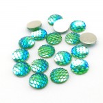 ZEROUP 20pcs 12mm Resin Cabochons Fish Scales Round Cameo Flat Back Cabochon Supplies for Jewelry Finding