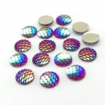 ZEROUP 20pcs 12mm Resin Cabochons Fish Scales Round Cameo Flat Back Cabochon Supplies for Jewelry Finding