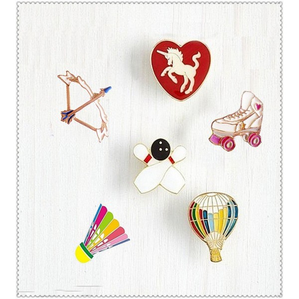 free shipping 10pcs/ lot jewelry accessories balloon badminton bow brooch heart unicorn roller skates brooch pin