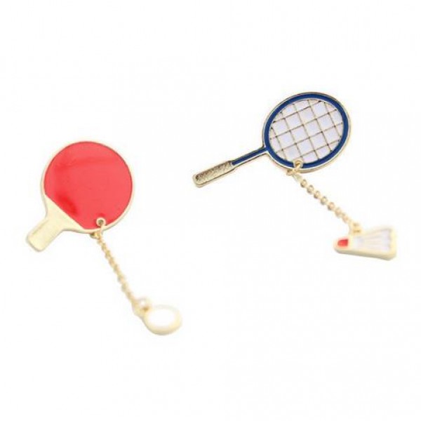 free shipping 10pcs/lot fashion jewelry accessories metal table tennis badminton racket enamel pin