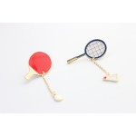 free shipping 10pcs/lot fashion jewelry accessories metal table tennis badminton racket enamel pin