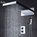 hm Thermostatic Mixer Shower Set 22" Rain and Waterfall High Class Chrome Finished Faucet with Concealed Box Bath&Shower Faucets