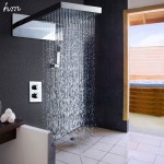 hm Thermostatic Mixer Shower Set 22" Rain and Waterfall High Class Chrome Finished Faucet with Concealed Box Bath&Shower Faucets