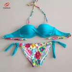 hot sale floral print bikini bandeau top sexy bikini women swimwear multi color biquinis brazilian new style swimsuit