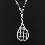 new fashion badminton tennis racket Pendants round cross chain short long Mens Womens silver necklace Jewelry Gift