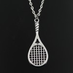 new fashion badminton tennis racket Pendants round cross chain short long Mens Womens silver necklace Jewelry Gift