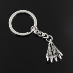 new fashion men 30mm keychain DIY metal holder chain vintage badminton shuttlecock 24*16mm antique silver pendant