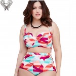 plus size swimwear large size swimwear Plus size bathing suit 2017 Summer bikini high waist swimsuit plavky retro Biquini H394 