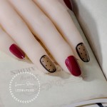 princess fake nail redwine and black dot nails sexy false nail 24 pcs per set