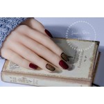 princess fake nail redwine and black dot nails sexy false nail 24 pcs per set