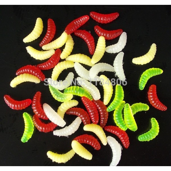 soft Bread worm fishing lures Special bait biomimetic soft worm maggot Worn Fake lure Grub smell mixed color