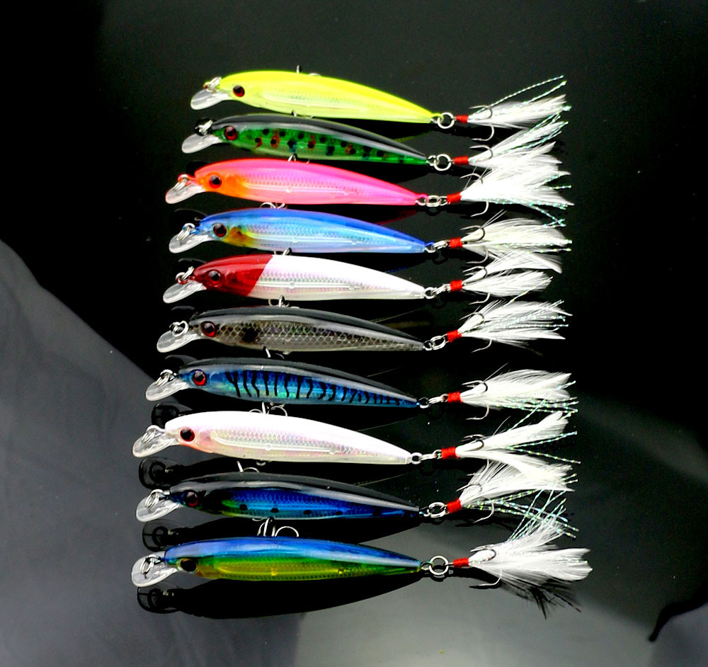 10pcs-Fishing-Lure-Minnow-Wobblers-Hard-Bait-with-Feather-Hooks-Fishing-Tackle-72G-9CM-Isca-Artifici-32577658087