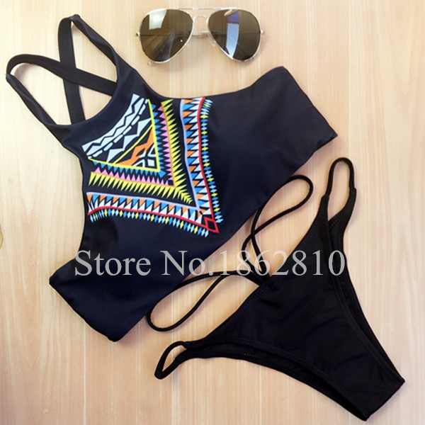 2016-New-Women-Bikinis-High-Neck-Push-up-Bikini-Set-Geometry-Black-Swimwear-Female-Slim-Print-Swimsu-32533089465