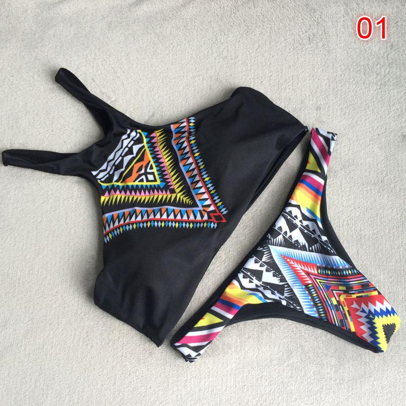 2016-Sexy-Women-Brazilian-BikiniHigh-Neck-Halter-Print-Slim-Vintage-Beach-Two-Piece-SwimwearSML-Blac-32634638322