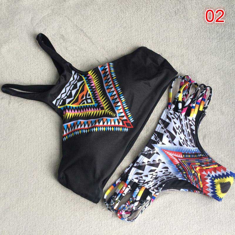 2016-Sexy-Women-Brazilian-BikiniHigh-Neck-Halter-Print-Slim-Vintage-Beach-Two-Piece-SwimwearSML-Blac-32634638322