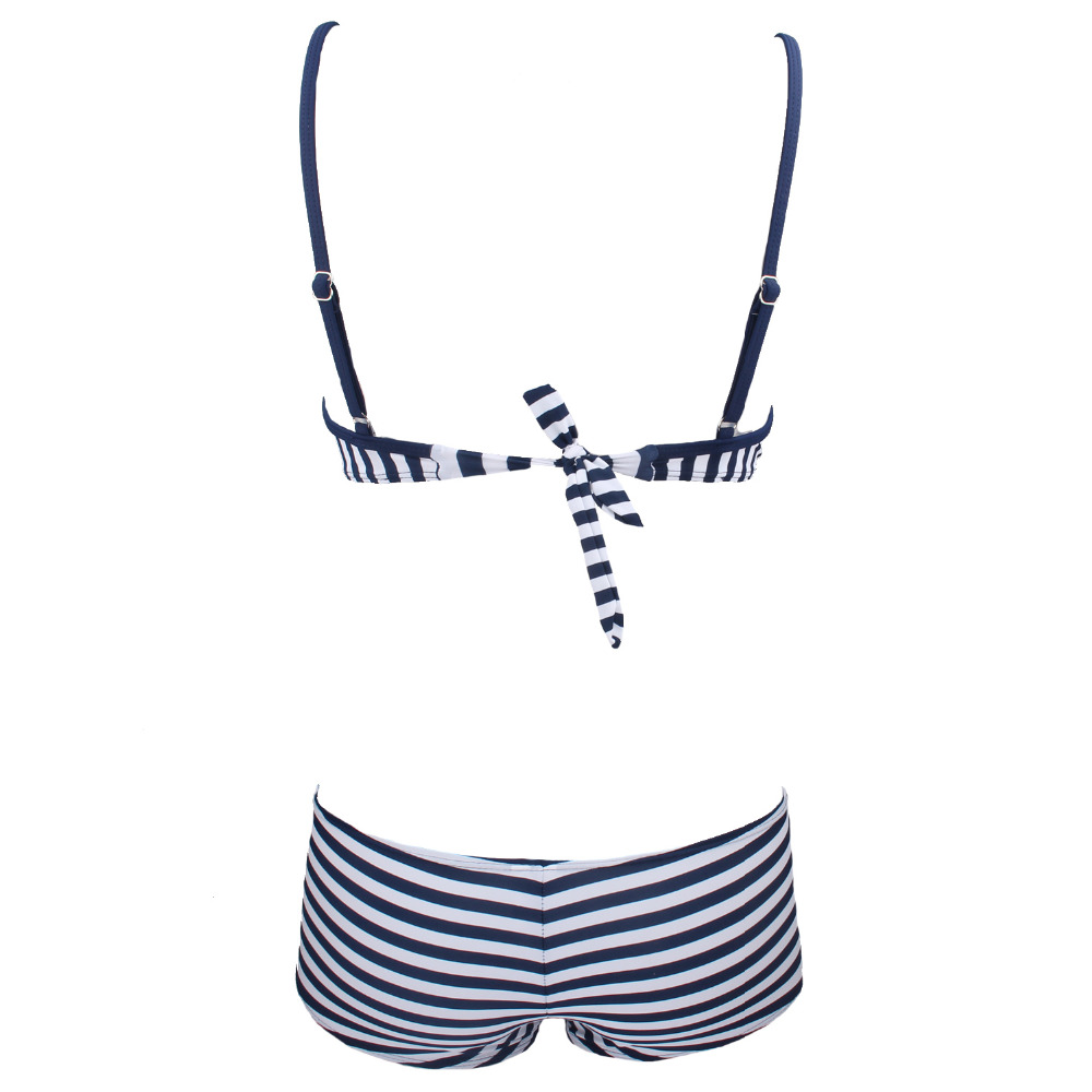 2017-New-Women39s-Vintage-Retro-Halter-Sailor-Pin-Up-Stripe-Plunge-Boy-Leg-Swimsuit-Bathing-Suit-Bea-32789989234