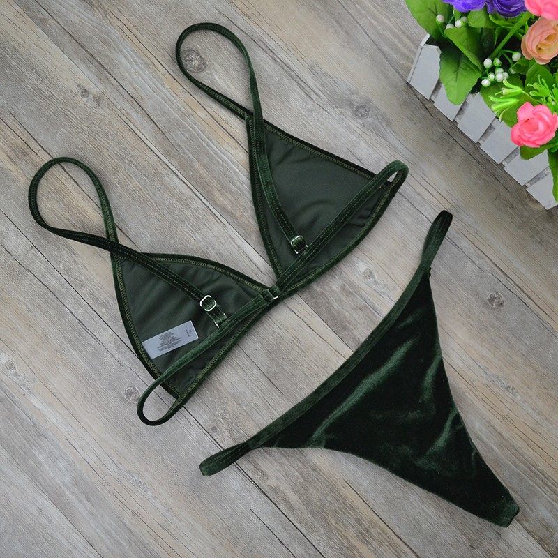 2017-Women-Dark-Green-Orange-Gold-Velvet-Thong-Bikinis-Sets-Swimwear-Swimsuit-Brazilian-Beach-Wear-B-32786447924