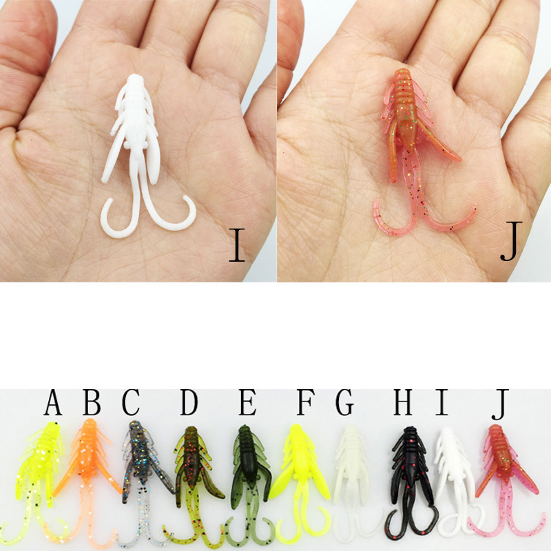 20pclot-10-Colors-fishing-lure-soft-37mm-08g--grub-artificial-Trout-crankbait-Panfish-Crappie-Bream--32794397754