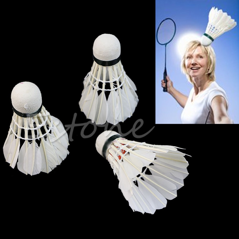 3pcs-Training-White-Goose-Feather-Shuttlecocks-Badminton-Game-Sport-Competition-32773679839