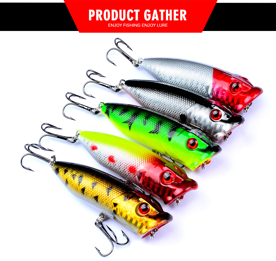 5pc-Fishing-Lures-5-colors-Popper-Lure-29quot-73cm039oz-11g-fishing-bait-6-high-carbon-steel-hook-fi-713572530