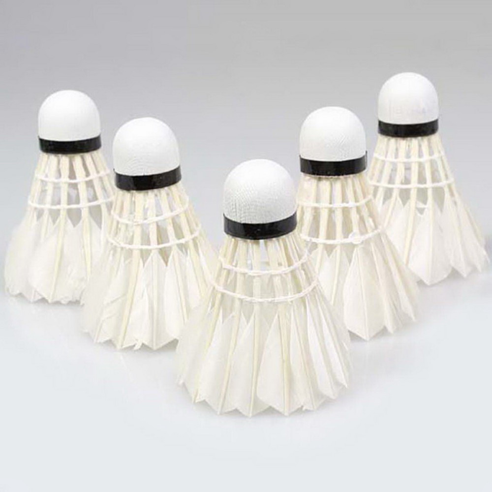 5pcs-Goose-Feather-Shuttlecock-Bird-White-Badminton-Ball-Game-Sport-Training-32554671264