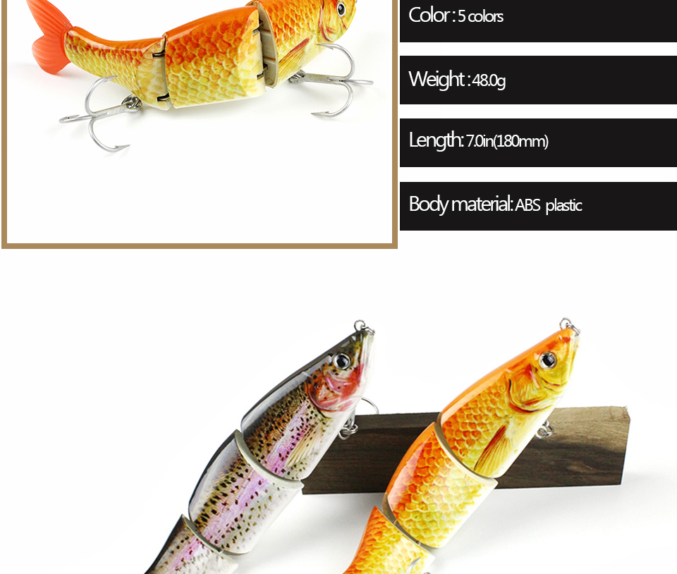 65quot48g--New-Pike-Fishing-Lure-Artificial-Fish-Bait-3-Segment-Crankbait-Lifelike-Swimbait--VMC-Hoo-32606903293