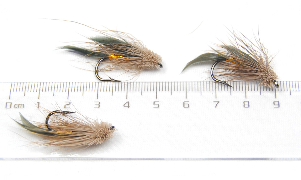 6PCS-Brown-Deer-Hair-Gold-Body-Muddler-Minnow-Trout-Fly-Fishing-Streamer-Flies-Size-6--32694832569