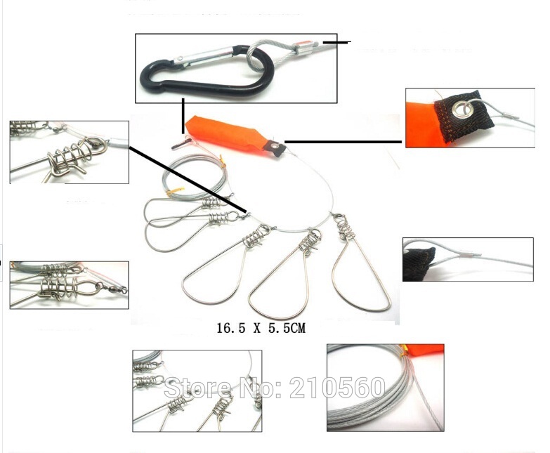 Agepoch-Promotion-Hot-Sale-5-Snap-Stainless-Steel-Ropes-Float-Fish-Stringer-Fishing-Lock-for-Accesso-32309593154