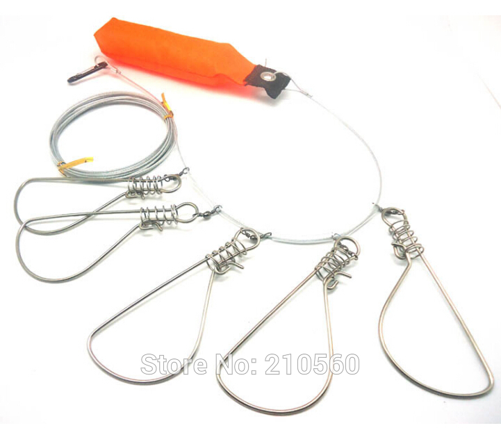 Agepoch-Promotion-Hot-Sale-5-Snap-Stainless-Steel-Ropes-Float-Fish-Stringer-Fishing-Lock-for-Accesso-32309593154