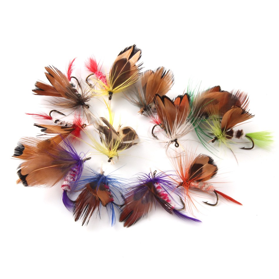 Anmuka-12Pcs-1dozen-Fishing-Lures-Fly-fishing-Butterfly-Hooks-Feather-bait-Hook-dry-fly-hook-Steel-H-1613132247