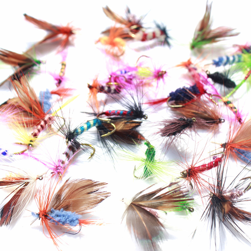 Attractive-36pcs-Insect-Fly-Fishing-Lure-Artificial-Fishing-Bait-Feather-Single-Treble-Hooks-Carp-Fi-32366726033