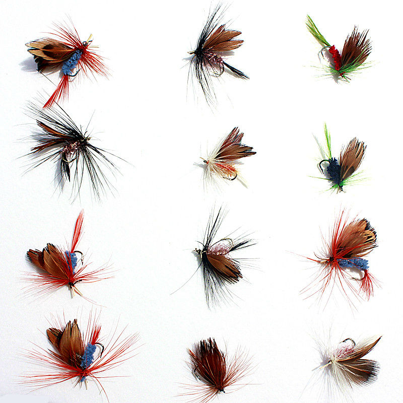 Attractive-60pcs-Lures-Fly-fishing-Hooks--Butterfly-Insects-Style-Salmon-Flies-Trout-Single-Dry-Fly--32682212614