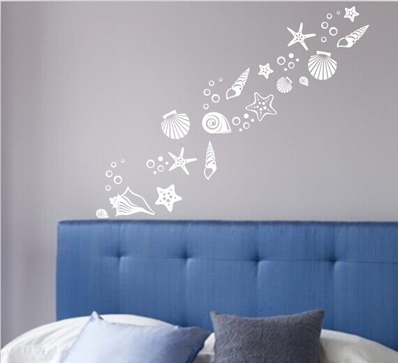 Beach-themed-room-decor---Set-of-30-fancy-sea-beach-shell-wall-decals--vinyl-sea-shell-wall-stickers-1896319361