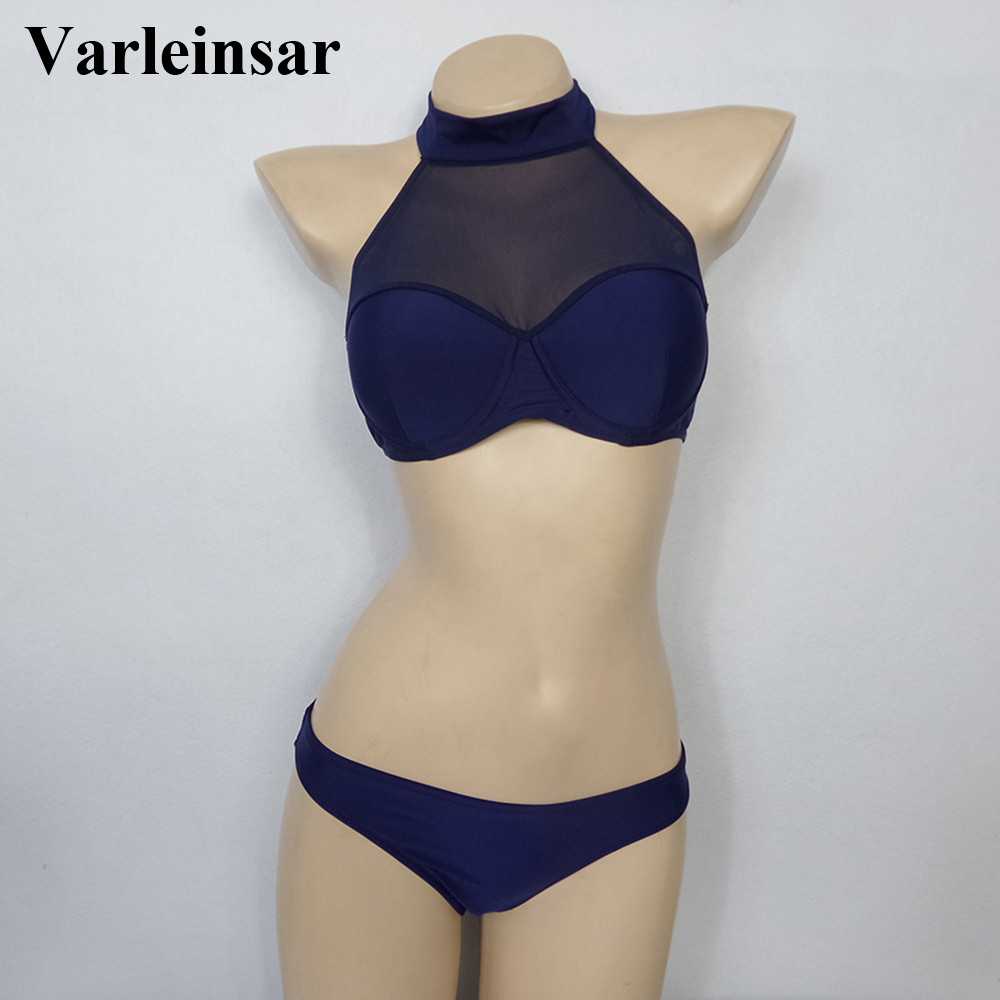 Blue-mesh-high-neck-bikini-set-cup-bra-push-up-bikini-female-swimwear-women-sexy-two-pieces-swimsuit-32350594039