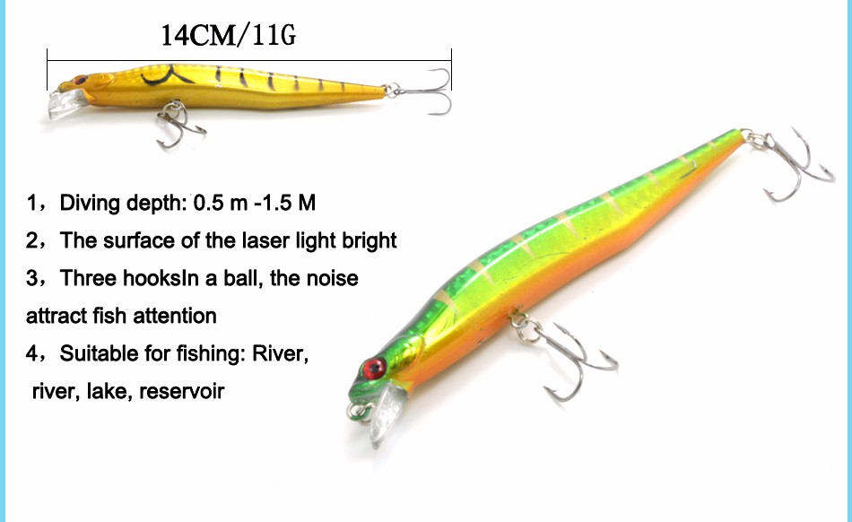 DAGEZI-6pcslot-14CM11G-Minnow-Fishing-lure-Laser-paint-lures-swimbait-wobbler-pesca-artificial-hard--32564105234