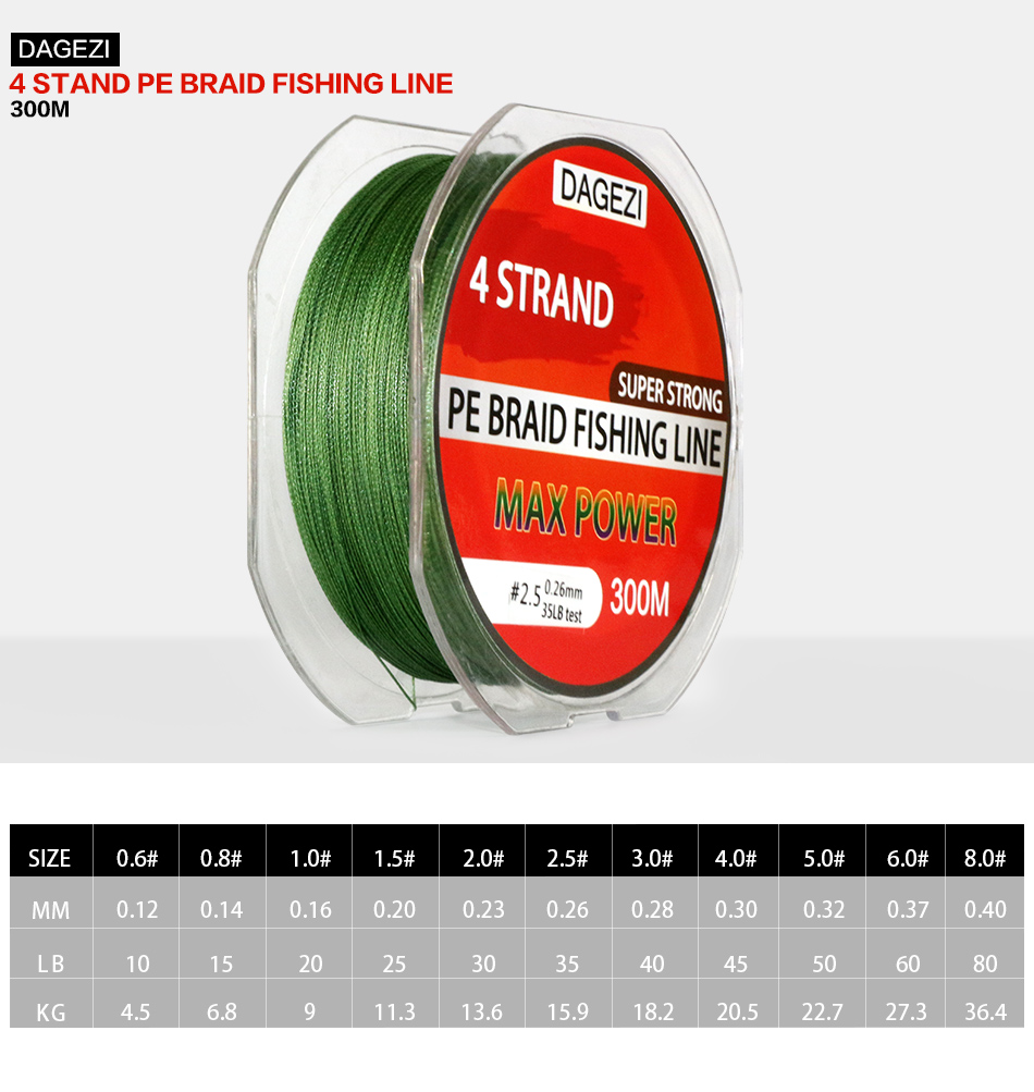 DAGEZI-Super-Strong-4-strand-300M330YDS-100-PE-Braided-Fishing-Line-10-80LB-Multifilament-Fishing-Li-32754466004