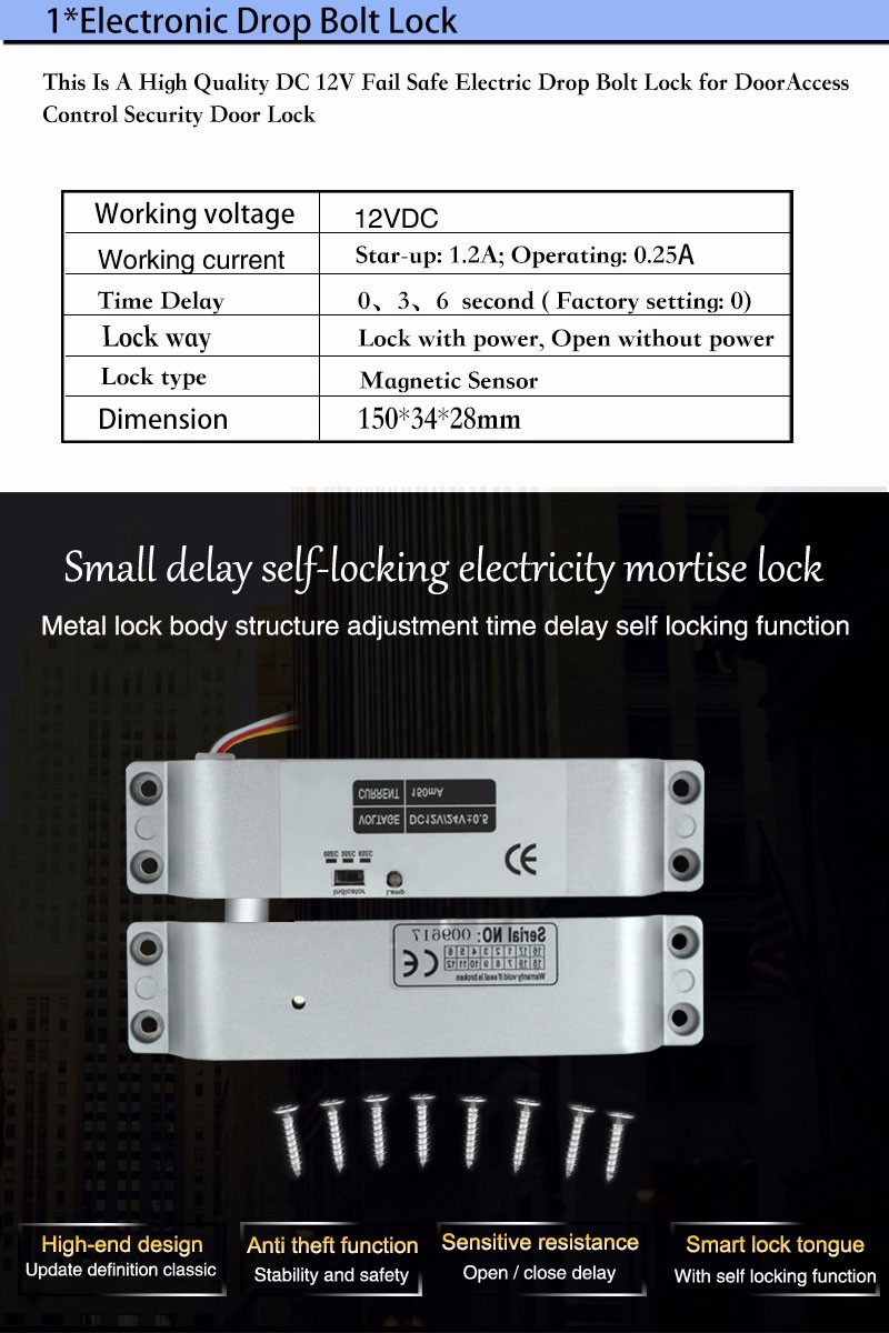 Electronic-key-lock--Drop-Bolt-Lock-System-RFID-Electronic-door-lock-kit-set-For-access-control-elec-32754908740