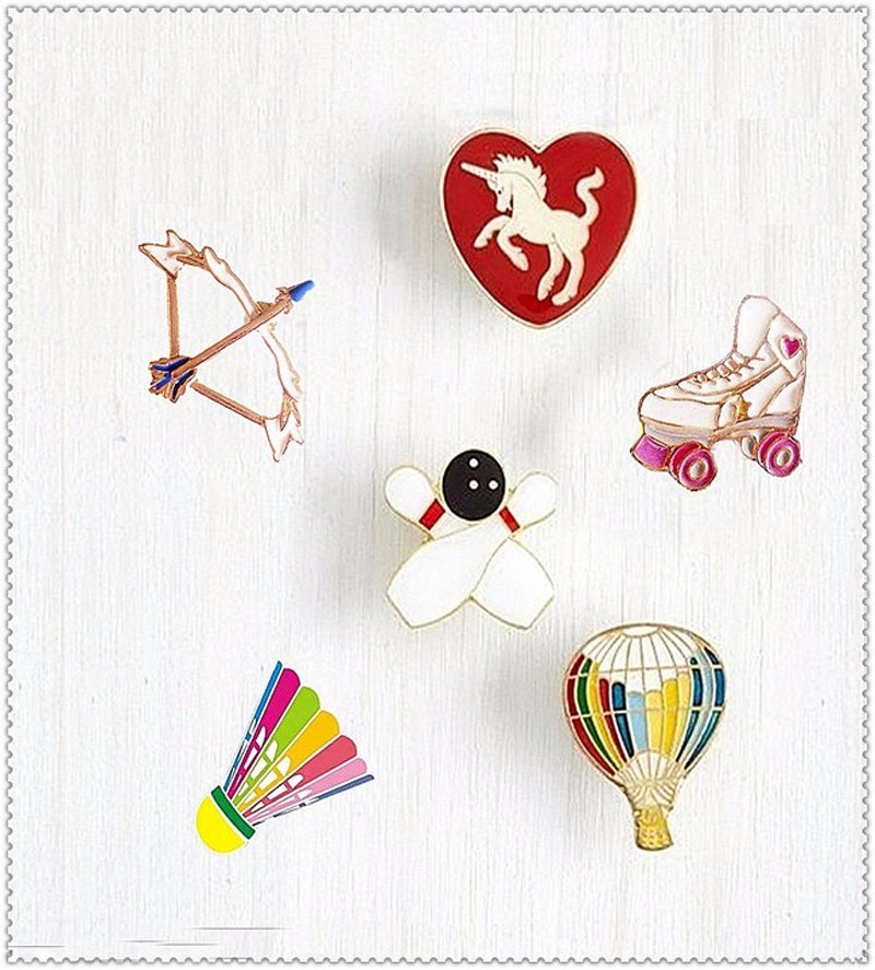 Fashion-Cartoon-Badminton-Bow-Roller-Skating-Shoes-Unicorn-Balloon-Cute-Metal-Brooch-Pins-Badge-Jewe-32748839340