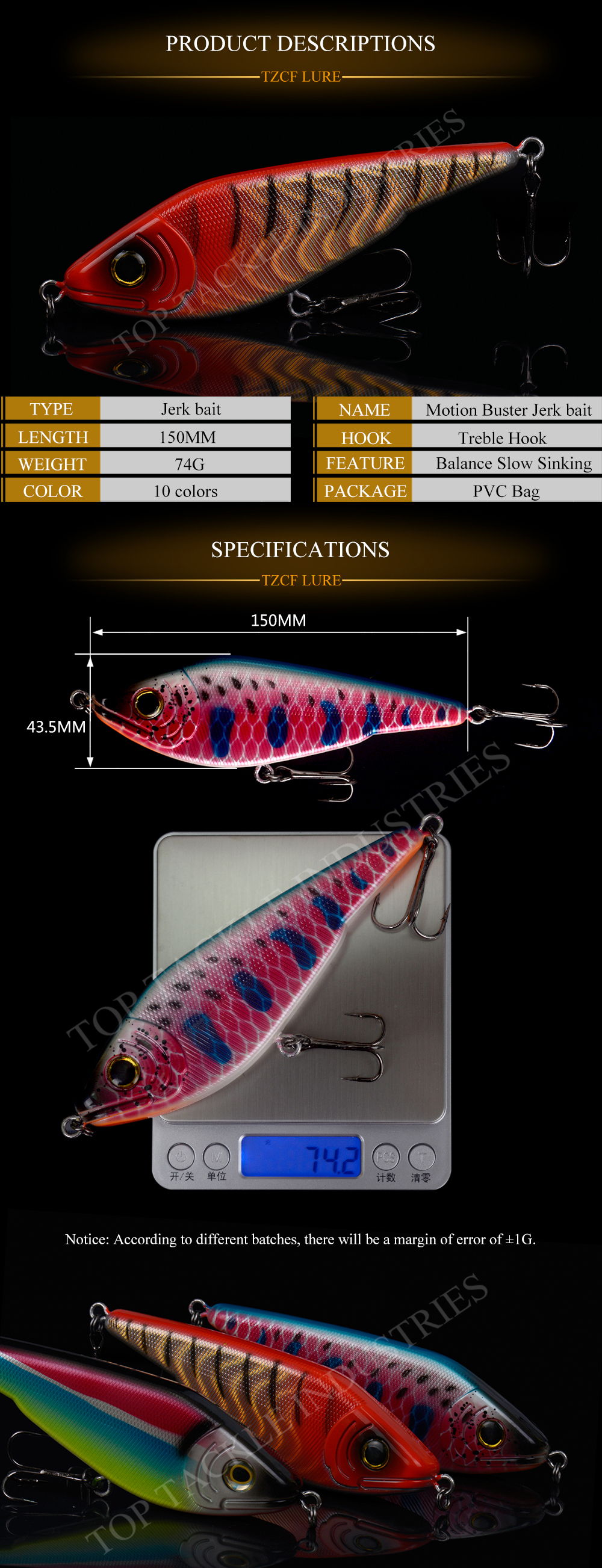 Free-Shipping-Motion-Buster-Jerk-bait-Lifelike-Fishing-Lure-150MM74G-1505051090