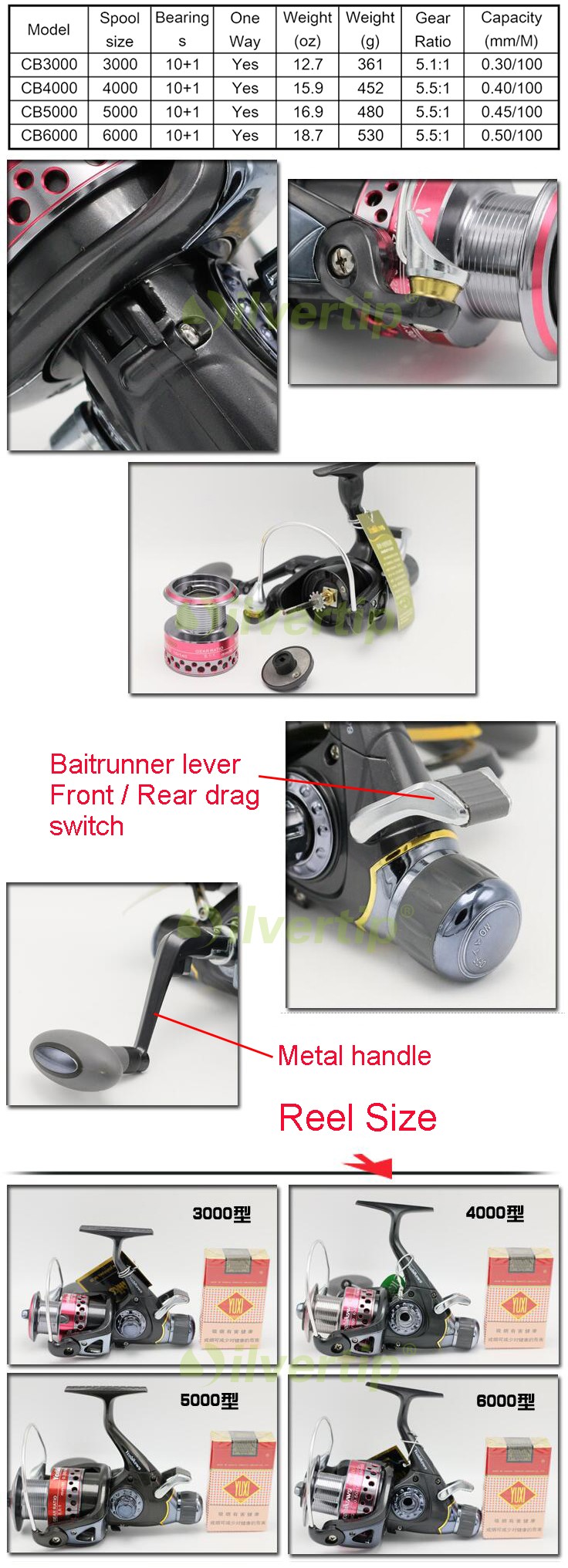 Free-Shipping-Yoshikawa-101-BB-Spinning-Fishing-Surf-Reel-Carp-Front-Rear-Drag-Brake-CB-3000-to-6000-32608269873