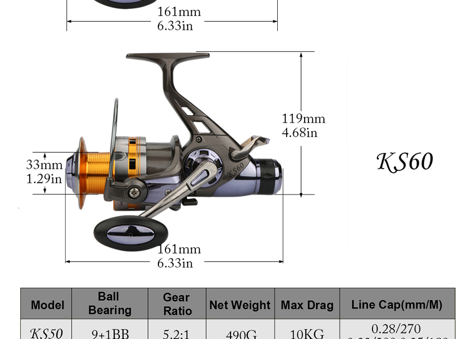 Goture-Spinning-Fishing-Reel-KMampKS-Series-Double-Drag-System-Metal-Spool-Long-Casting-Carp-Fishing-32420652295