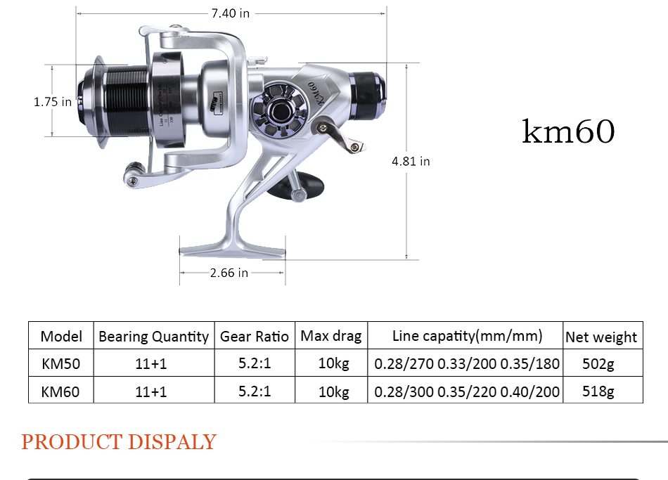 Goture-Spinning-Fishing-Reel-KMampKS-Series-Double-Drag-System-Metal-Spool-Long-Casting-Carp-Fishing-32420652295