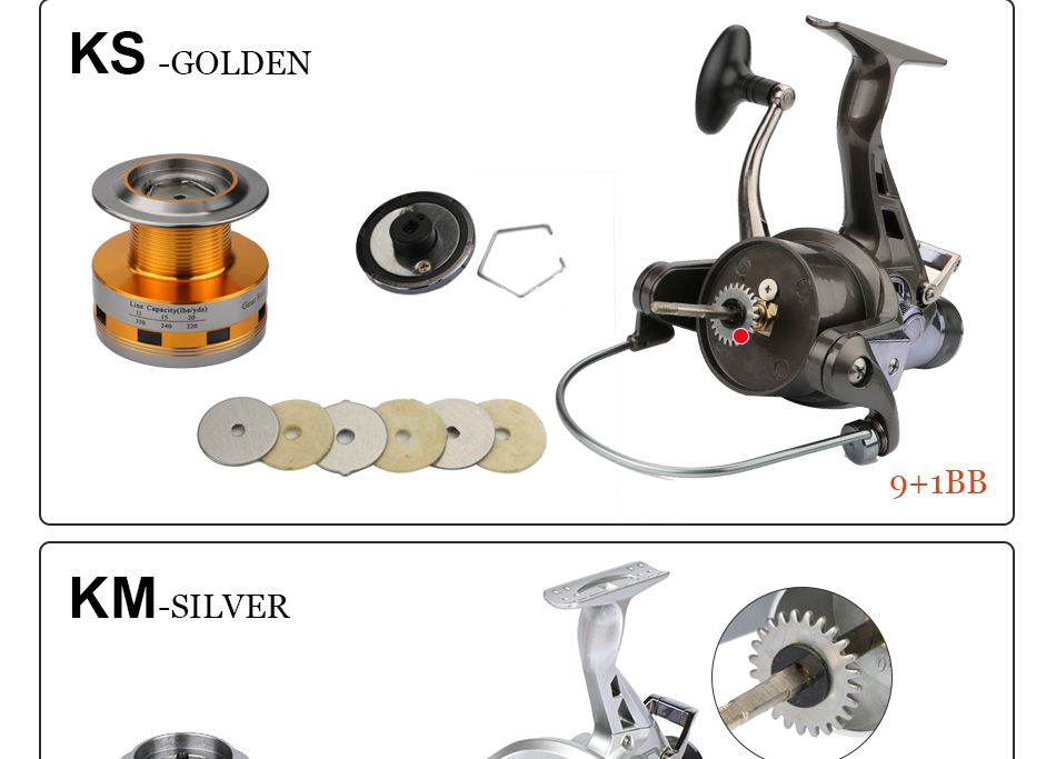 Goture-Spinning-Fishing-Reel-KMampKS-Series-Double-Drag-System-Metal-Spool-Long-Casting-Carp-Fishing-32420652295