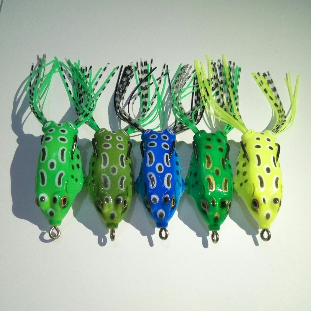 HENGJIA-Lot-5Pcs-Soft-Plastic-Fishing-lures-Frog-lure-With-Hook-Top-Water-5CM-8G-Artificial-Fish-Tac-32548347383