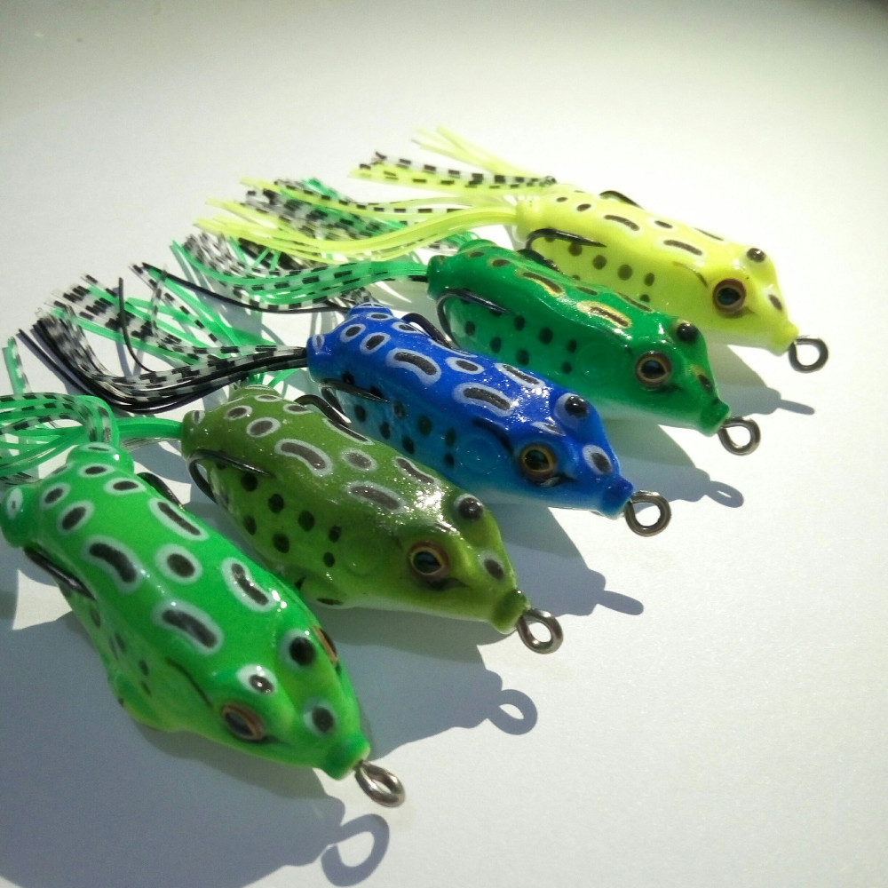 HENGJIA-Lot-5Pcs-Soft-Plastic-Fishing-lures-Frog-lure-With-Hook-Top-Water-5CM-8G-Artificial-Fish-Tac-32548347383