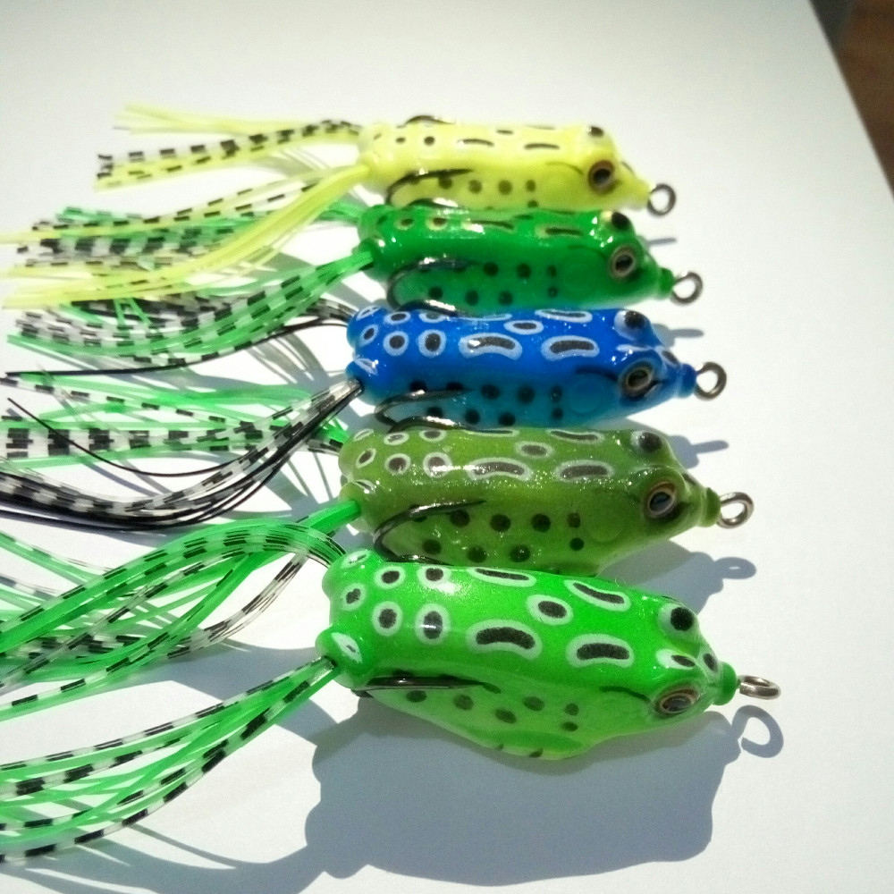 HENGJIA-Lot-5Pcs-Soft-Plastic-Fishing-lures-Frog-lure-With-Hook-Top-Water-5CM-8G-Artificial-Fish-Tac-32548347383