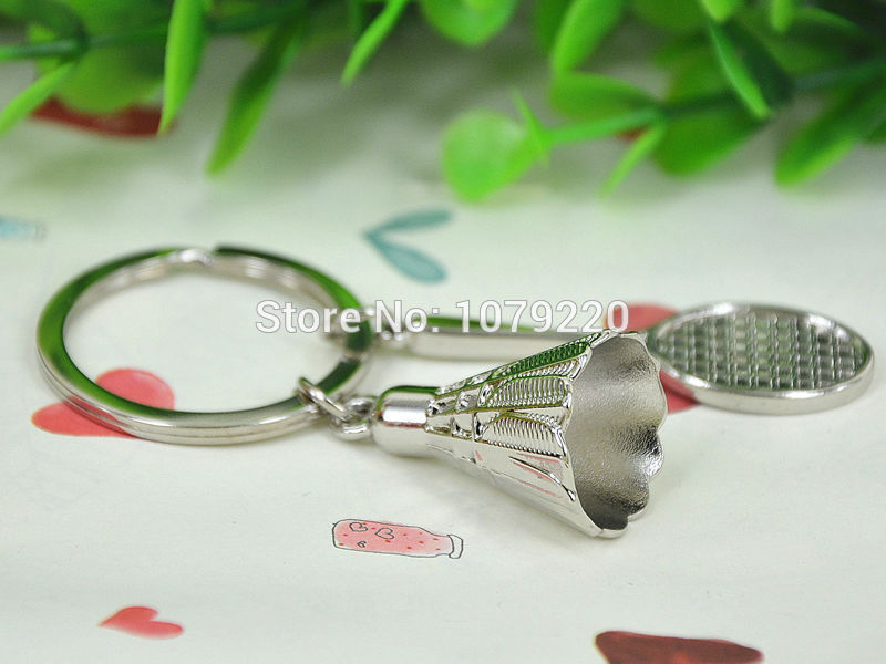 HJ-Badminton-Rackets-Zinc-Alloy-Charm-Keyring-Keyfob-Polished-Chrome-Classic-3D-Pendant-KeyChain-Cre-32343365989