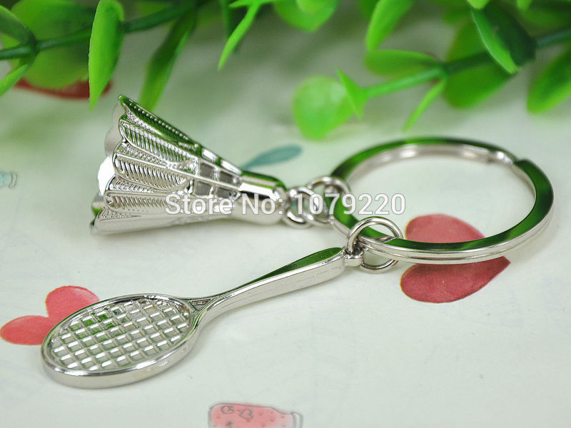 HJ-Badminton-Rackets-Zinc-Alloy-Charm-Keyring-Keyfob-Polished-Chrome-Classic-3D-Pendant-KeyChain-Cre-32343365989